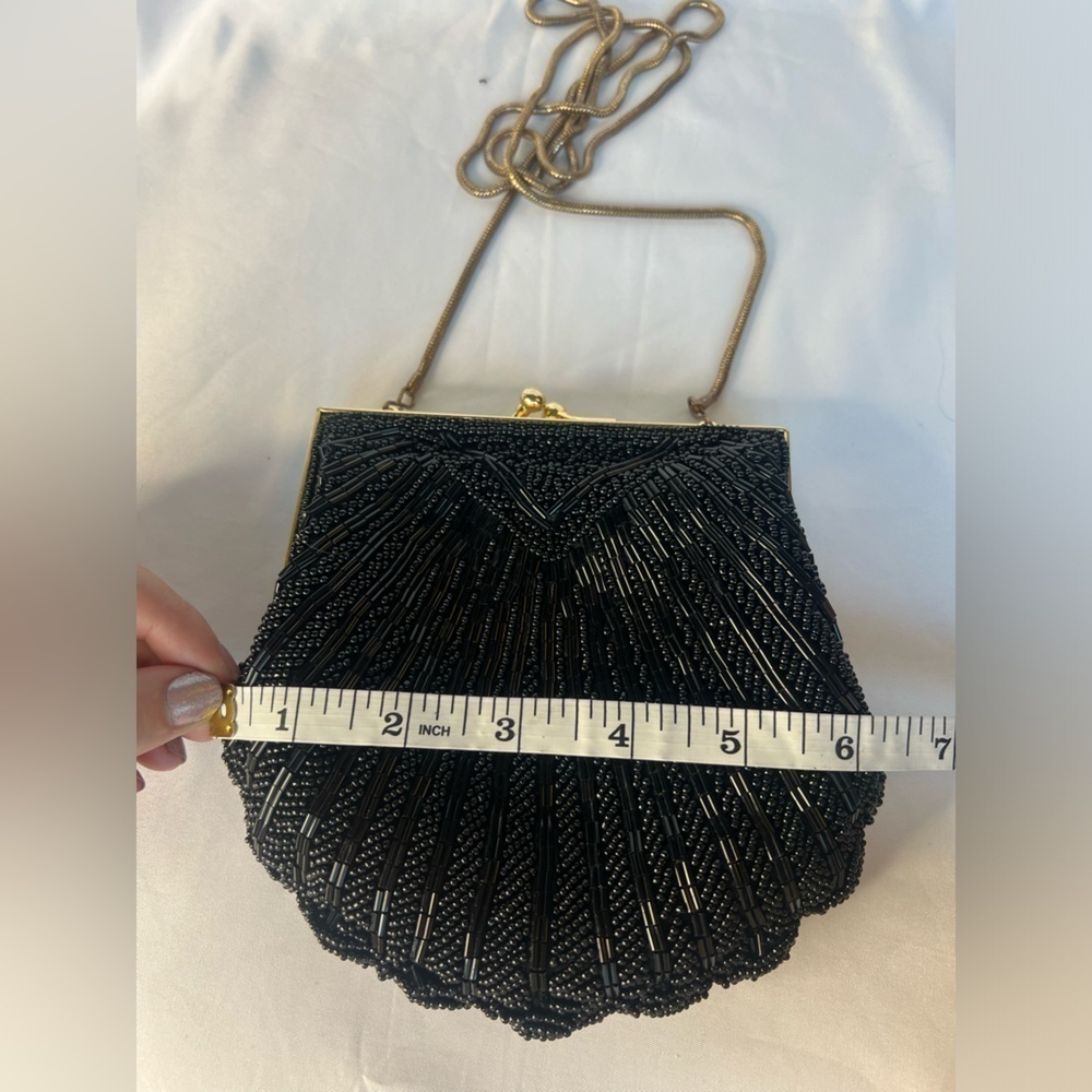 Vintage Carla Marchi Black Beaded Snap Shell Crossbody - Picture 9 of 9